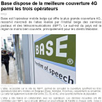 Base dispose de la meilleure couverture 4G parmi les trois opérateurs